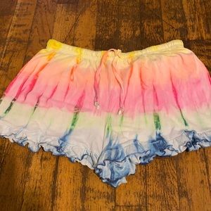 Just Love- Shorts, pink, yellow, blue colors.